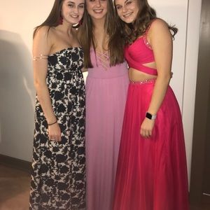 Red cut out dress on right